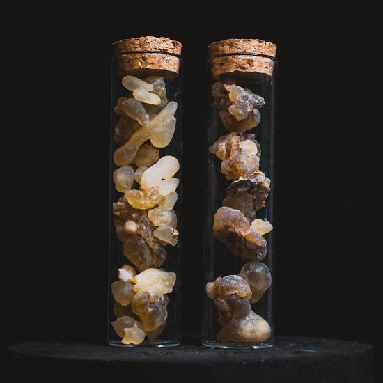 Frankincense Ritual Set, front on shot of two glass bottles